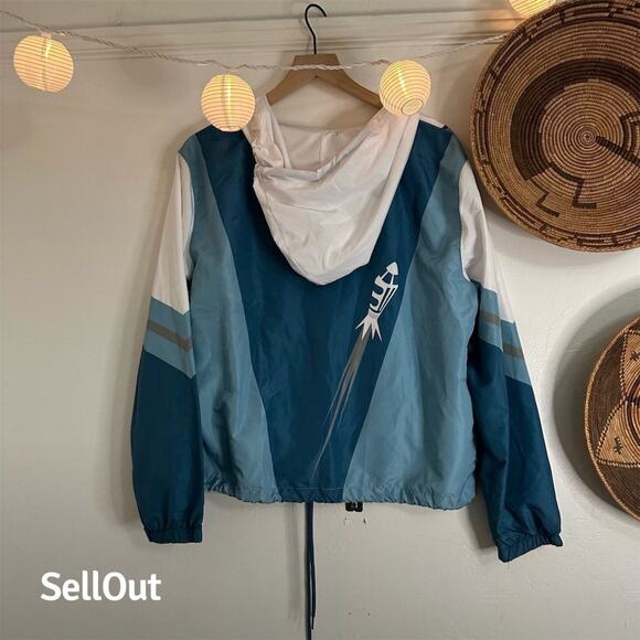 Disney Parks Space Mountain Hooded Windbreaker Jacket Blue Size L Unisex - Picture 3 of 4